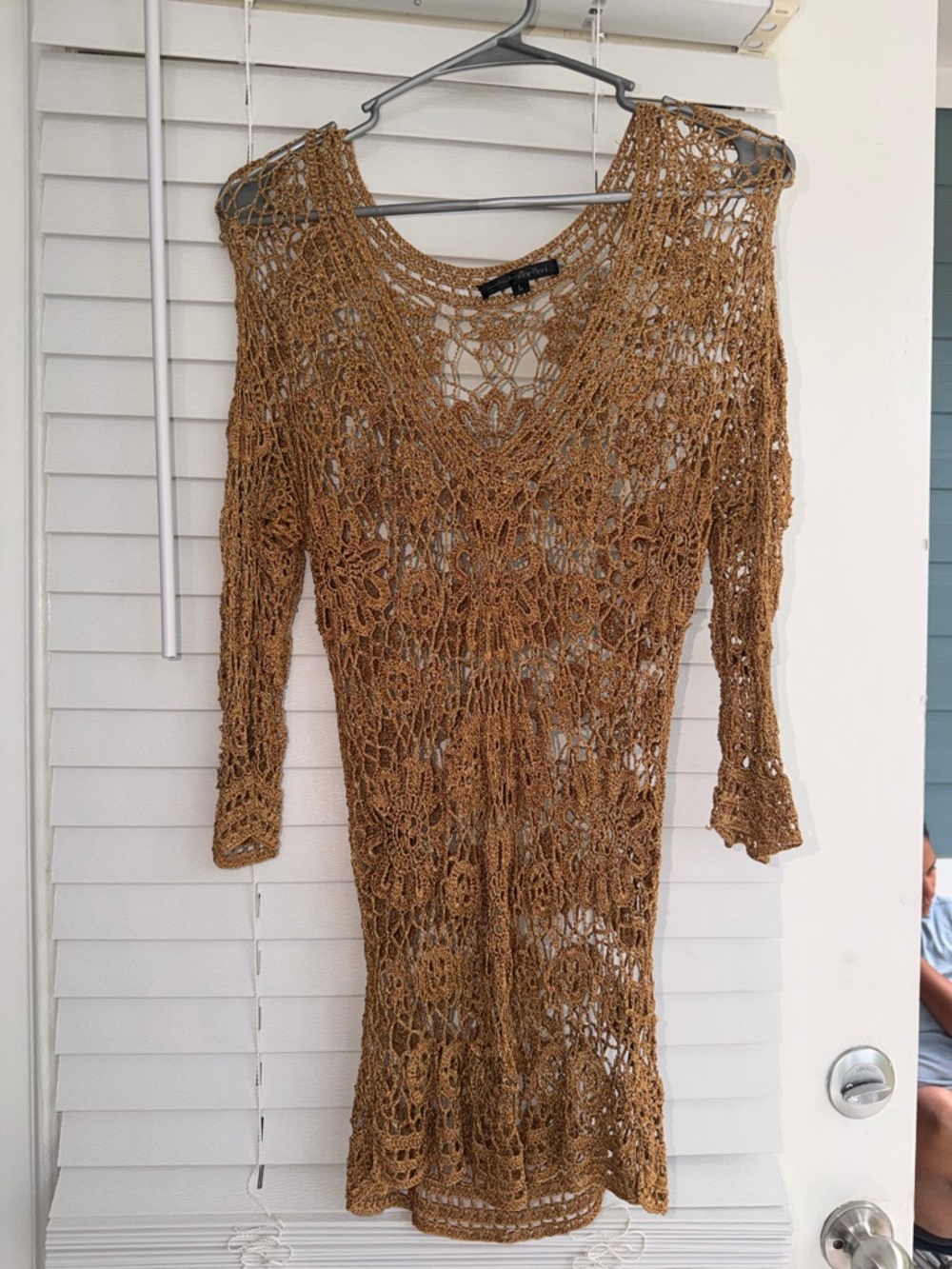 Crochet Cover-Up Dress in Camel Brown